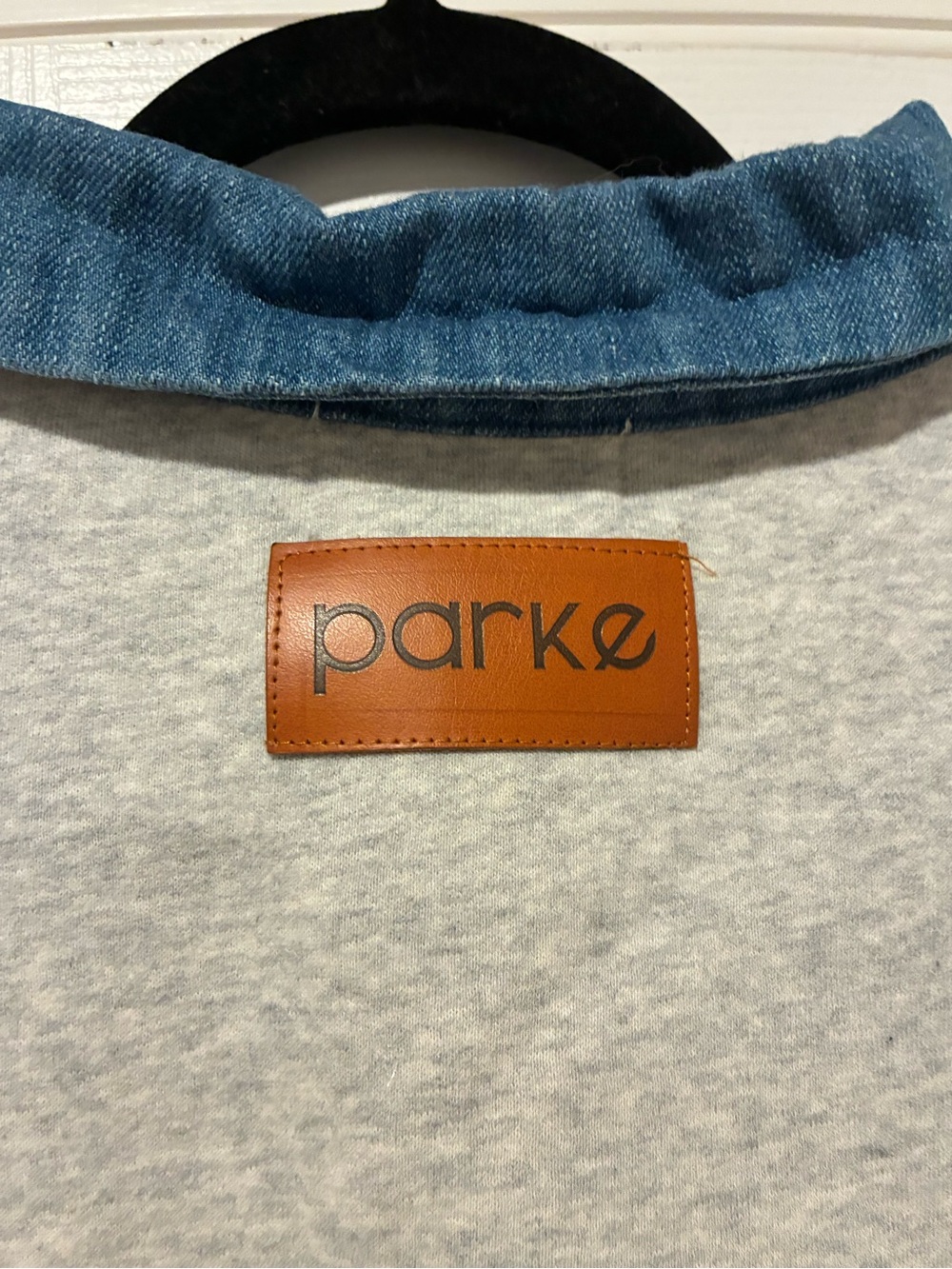 Parke Gray Sweatshirt with Denim Collar - Casual Pullover - Picture 5 of 9